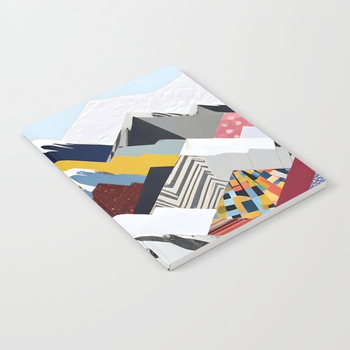 Snowcap Mountains, Graphic Collage Abstract, Eclectic Textures Patterns, Geometric Shapes Nature Landscape Winter Contemporary Notebook Gallery Image 2