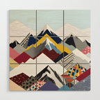 Snowcap Mountains, Graphic Collage Abstract, Eclectic Textures Patterns, Geometric Shapes Nature Landscape Winter Contemporary Wood Wall Art Gallery Image 1