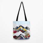 Snowcap Mountains, Graphic Collage Abstract, Eclectic Textures Patterns, Geometric Shapes Nature Landscape Winter Contemporary Tote Bag Gallery Image 2