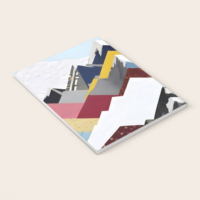 Snowcap Mountains, Graphic Collage Abstract, Eclectic Textures Patterns, Geometric Shapes Nature Landscape Winter Contemporary Notebook Gallery Image 3