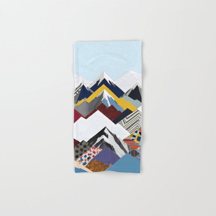 Snowcap Mountains, Graphic Collage Abstract, Eclectic Textures Patterns, Geometric Shapes Nature Landscape Winter Contemporary Bath Towel Gallery Image 1