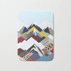 Snowcap Mountains, Graphic Collage Abstract, Eclectic Textures Patterns, Geometric Shapes Nature Landscape Winter Contemporary Bath Mat Gallery Image 1
