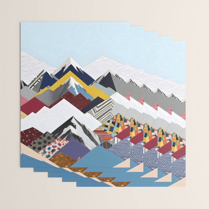 Snowcap Mountains, Graphic Collage Abstract, Eclectic Textures Patterns, Geometric Shapes Nature Landscape Winter Contemporary Wrapping Paper Gallery Image 3
