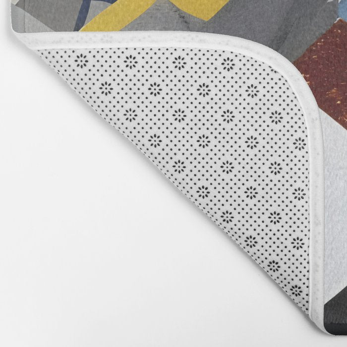 Snowcap Mountains, Graphic Collage Abstract, Eclectic Textures Patterns, Geometric Shapes Nature Landscape Winter Contemporary Bath Mat Gallery Image 2