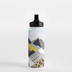 Snowcap Mountains, Graphic Collage Abstract, Eclectic Textures Patterns, Geometric Shapes Nature Landscape Winter Contemporary Water Bottle Gallery Image 2