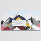 Snowcap Mountains, Graphic Collage Abstract, Eclectic Textures Patterns, Geometric Shapes Nature Landscape Winter Contemporary Desk Mat Gallery Image 1