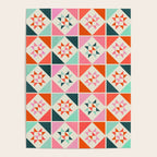 Festive Quilt Pattern in Pink, Red And Green Poster Gallery Image 4