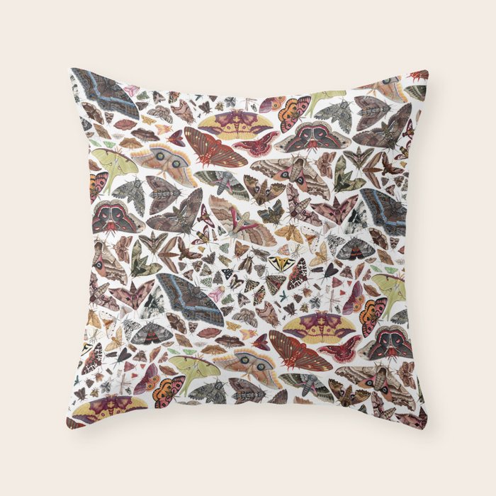 Moths of North America Pattern Throw Pillow Gallery Image 1