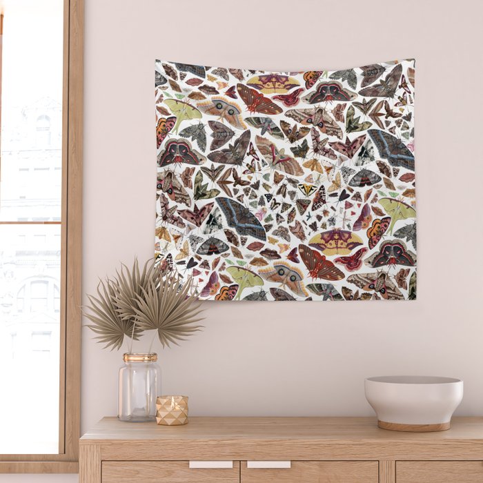 Moths of North America Pattern Wall Tapestry Gallery Image 2