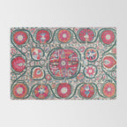 Large Medallion Bokhara Suzani  Uzbekistan Embroidery Print Rug Gallery Image 2