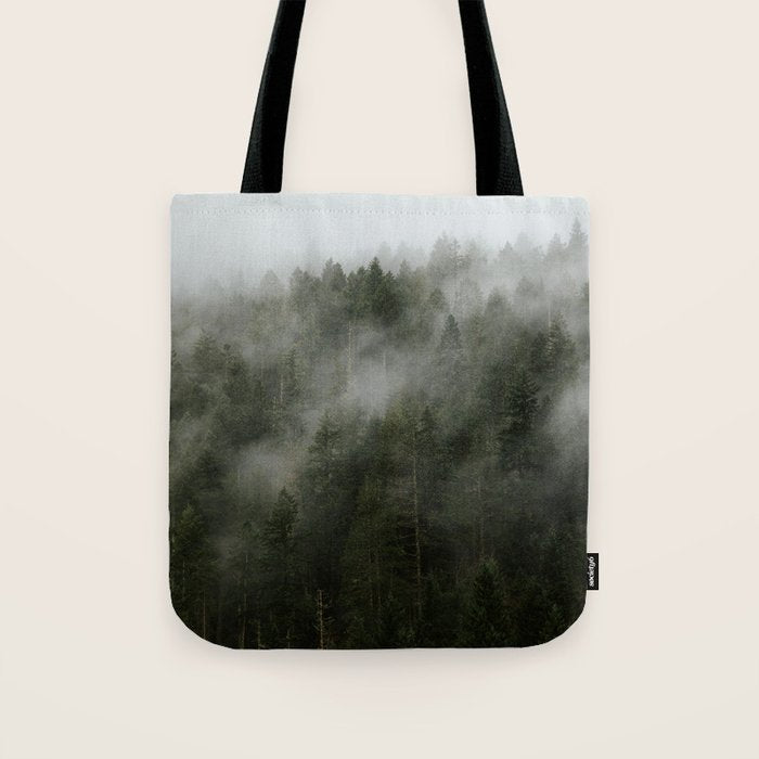 Pacific Northwest Foggy Forest Tote Bag Gallery Image 1