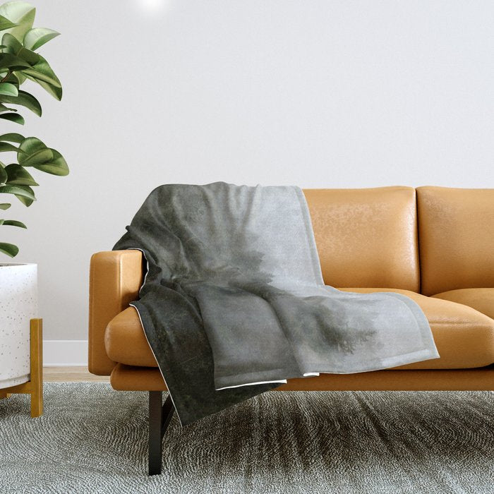 Pacific Northwest Foggy Forest Throw Blanket Gallery Image 1