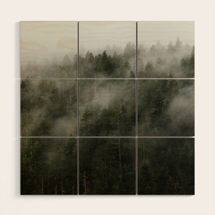 Pacific Northwest Foggy Forest Wood Wall Art Gallery Image 1