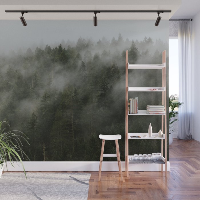 Pacific Northwest Foggy Forest Wall Mural Gallery Image 1