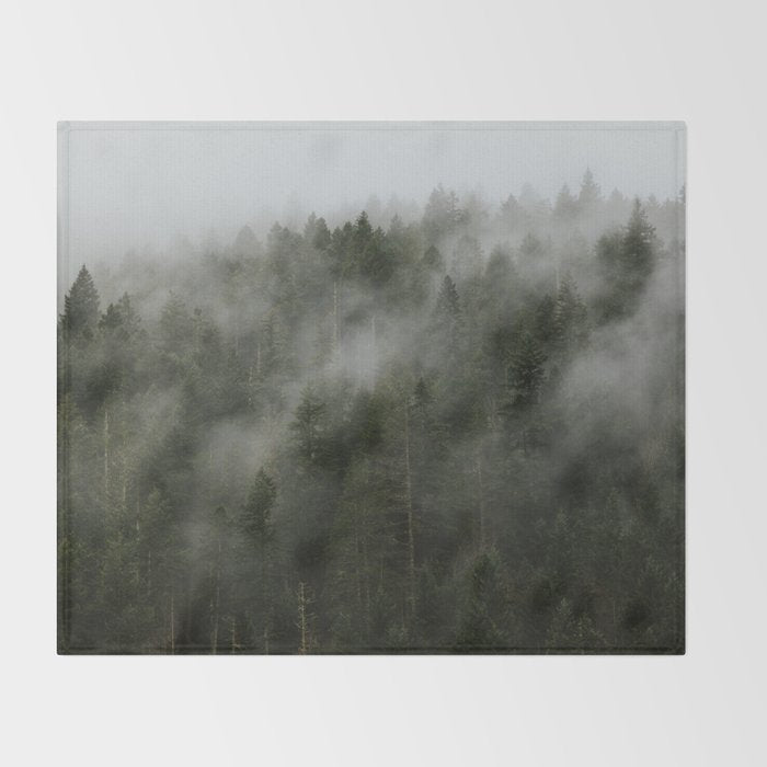 Pacific Northwest Foggy Forest Throw Blanket Gallery Image 2