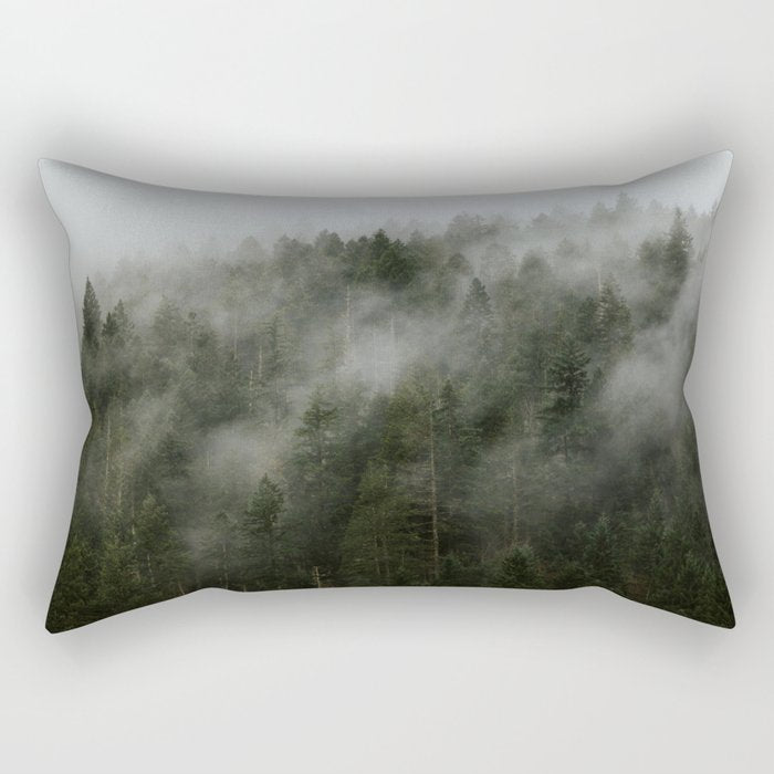 Pacific Northwest Foggy Forest Rectangular Pillow Gallery Image 1