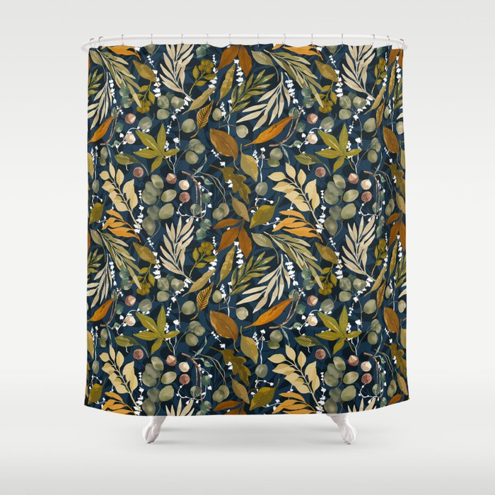 Fall leafy nature dark A Shower Curtain Gallery Image 1