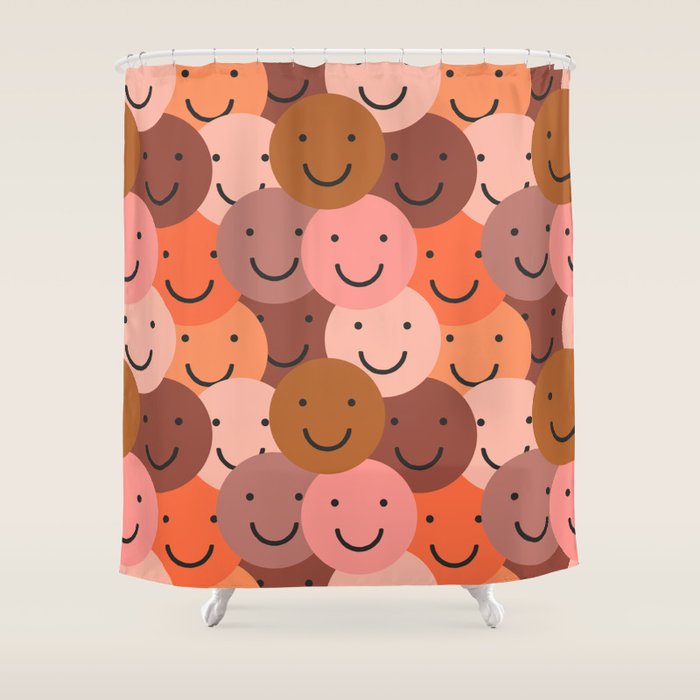 Diverse happy people face doodle pattern Shower Curtain Gallery Image 1