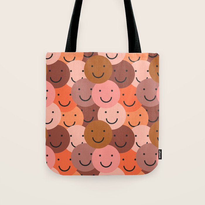 Diverse happy people face doodle pattern Tote Bag Gallery Image 1