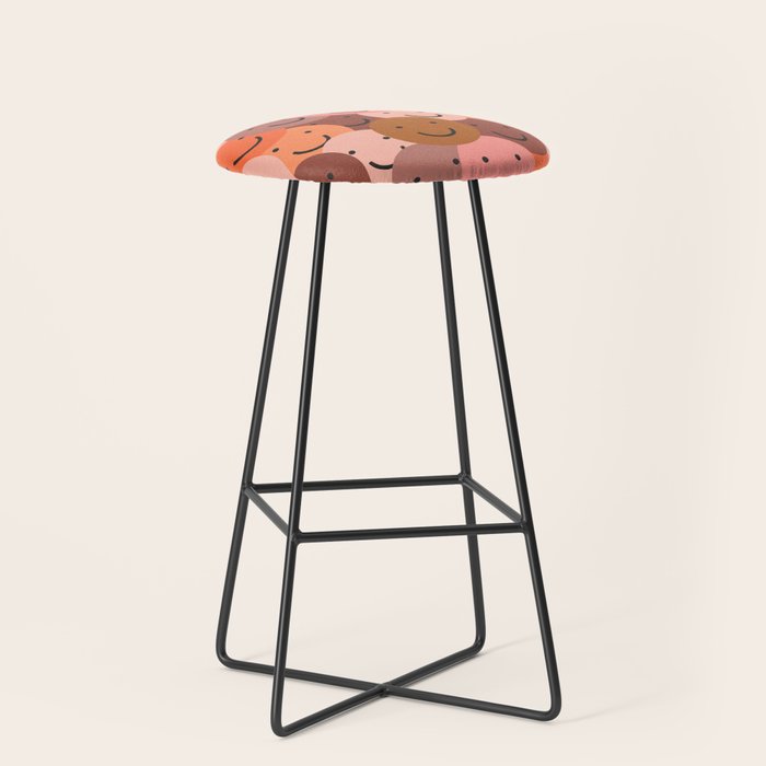 Diverse happy people face doodle pattern Stool Gallery Image 1