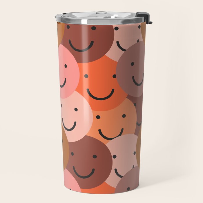 Diverse happy people face doodle pattern Travel Mug Gallery Image 2