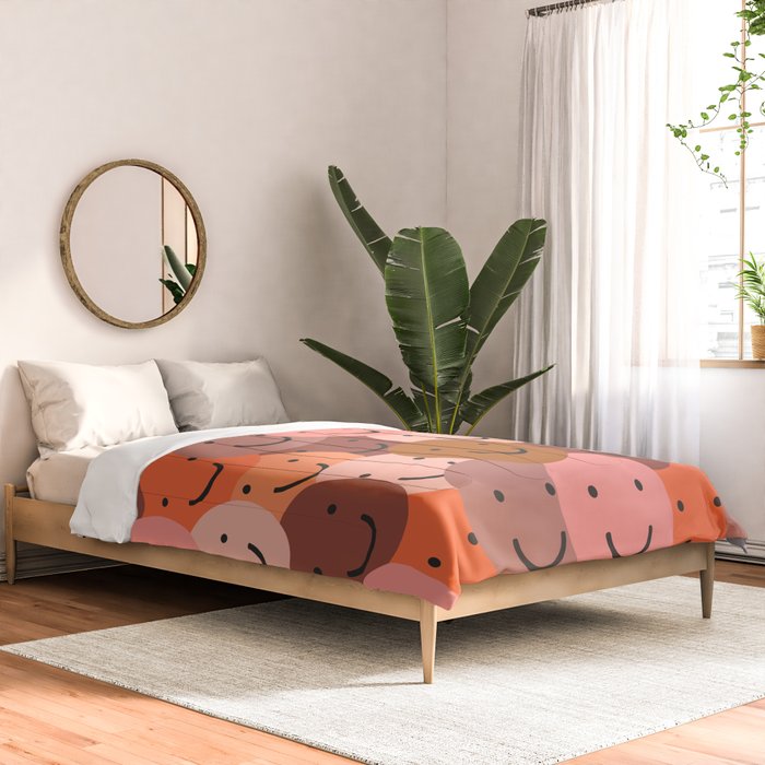 Diverse happy people face doodle pattern Comforter Gallery Image 2