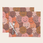Diverse happy people face doodle pattern Placemat Gallery Image 1
