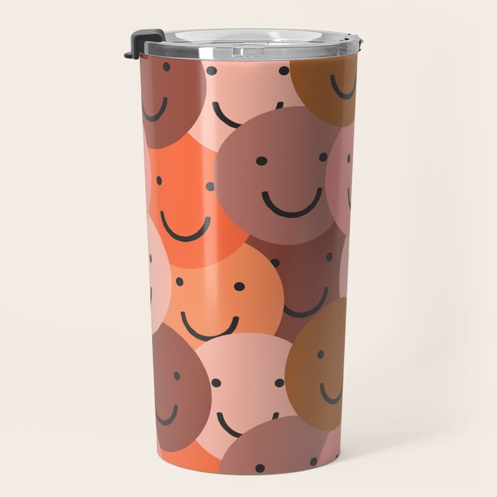 Diverse happy people face doodle pattern Travel Mug Gallery Image 3