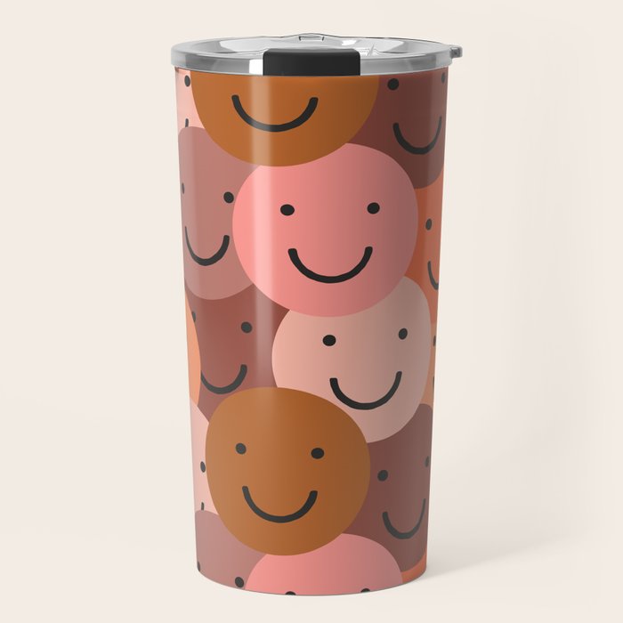 Diverse happy people face doodle pattern Travel Mug Gallery Image 1