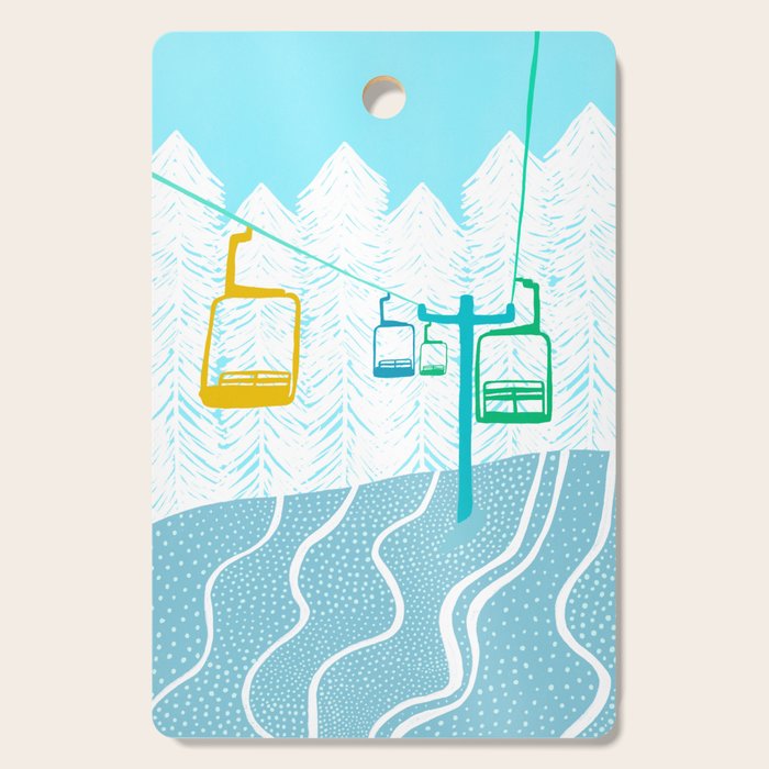 chairlift, winter blue Cutting Board Gallery Image 1