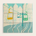 chairlift, winter blue Wood Wall Art Gallery Image 1