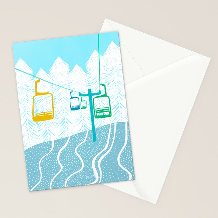 chairlift, winter blue Stationery Card Gallery Image 2