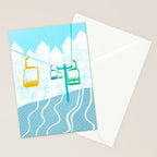 chairlift, winter blue Stationery Card Gallery Image 2