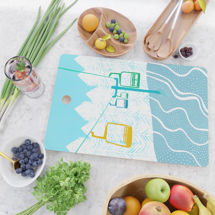 chairlift, winter blue Cutting Board Gallery Image 2