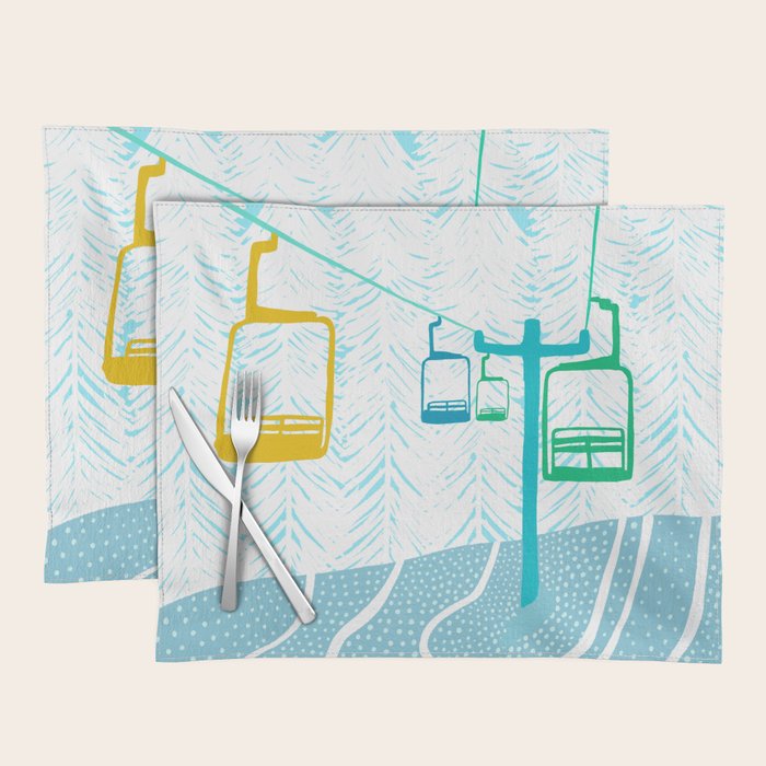 chairlift, winter blue Placemat Gallery Image 1