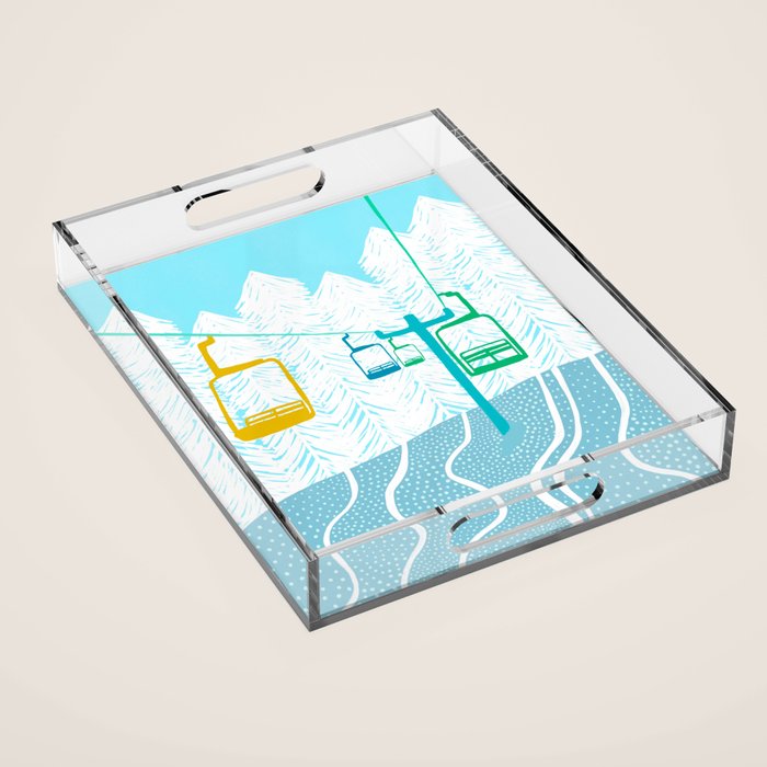 chairlift, winter blue Acrylic Tray Gallery Image 1