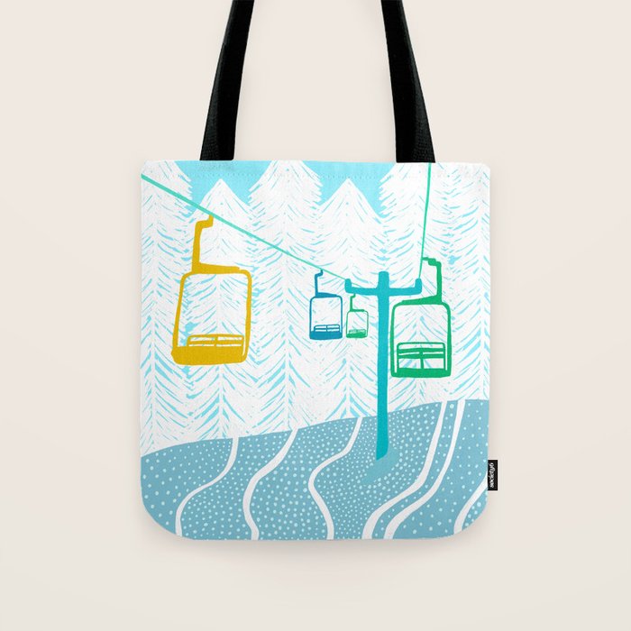 chairlift, winter blue Tote Bag Gallery Image 1