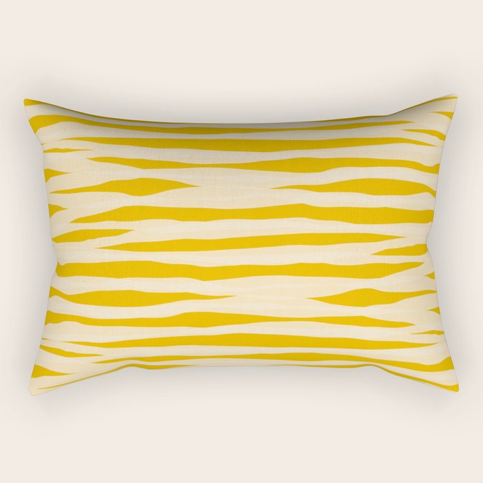 Abstract Organic Stripes Pattern in Mustard Yellow Rectangular Pillow Gallery Image 1