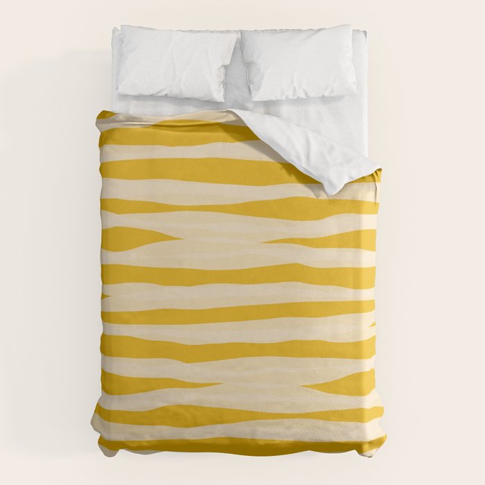 Abstract Organic Stripes Pattern in Mustard Yellow Duvet Cover Gallery Image 6