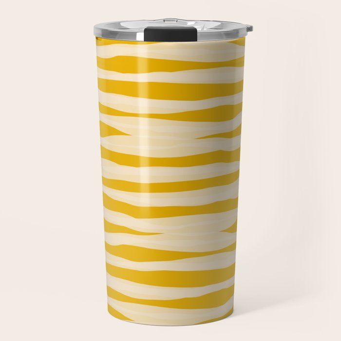 Abstract Organic Stripes Pattern in Mustard Yellow Travel Mug Gallery Image 1