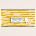 Abstract Organic Stripes Pattern in Mustard Yellow Desk Mat Gallery Image 1