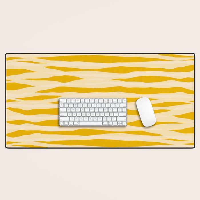 Abstract Organic Stripes Pattern in Mustard Yellow Desk Mat Gallery Image 1