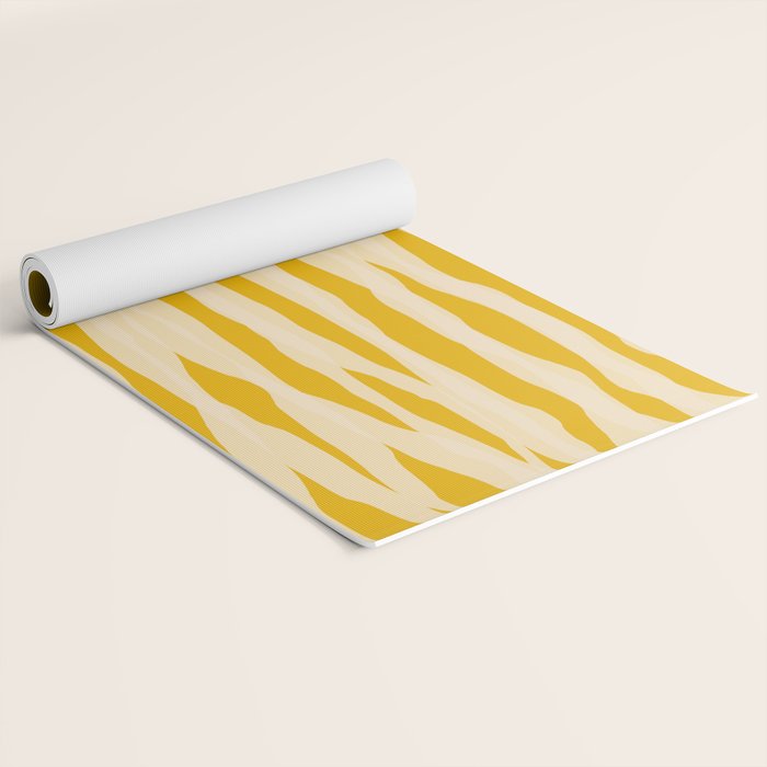 Abstract Organic Stripes Pattern in Mustard Yellow Yoga Mat Gallery Image 2