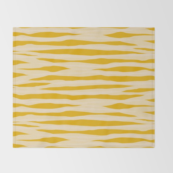 Abstract Organic Stripes Pattern in Mustard Yellow Throw Blanket Gallery Image 2
