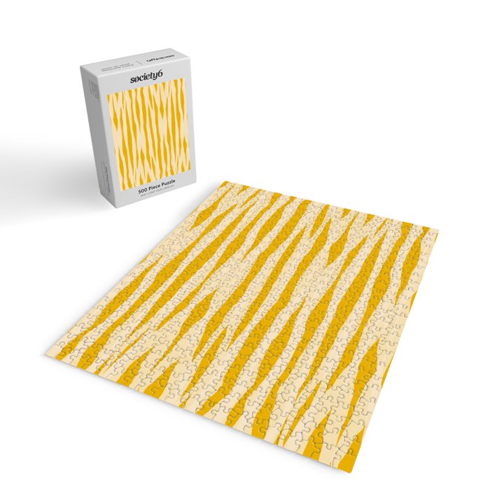 Abstract Organic Stripes Pattern in Mustard Yellow Jigsaw Puzzle Gallery Image 2
