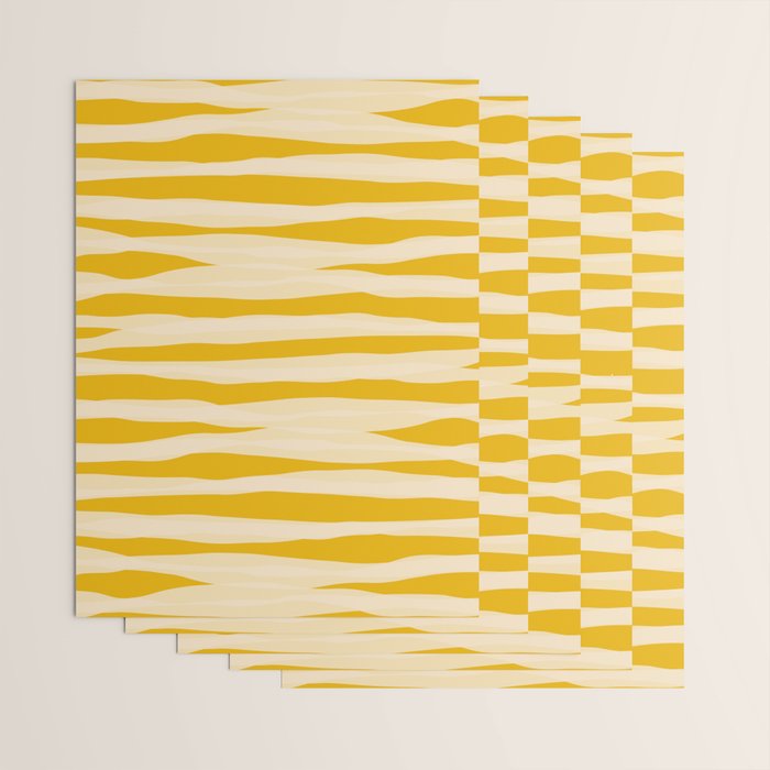 Abstract Organic Stripes Pattern in Mustard Yellow Wrapping Paper Gallery Image 3