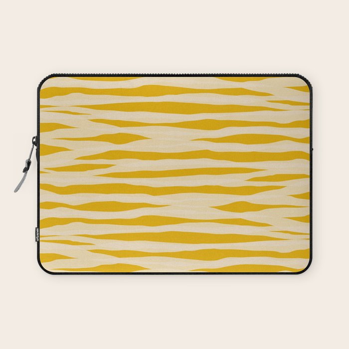 Abstract Organic Stripes Pattern in Mustard Yellow Laptop Sleeve Gallery Image 1