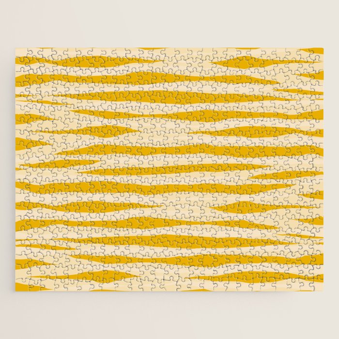 Abstract Organic Stripes Pattern in Mustard Yellow Jigsaw Puzzle Gallery Image 1