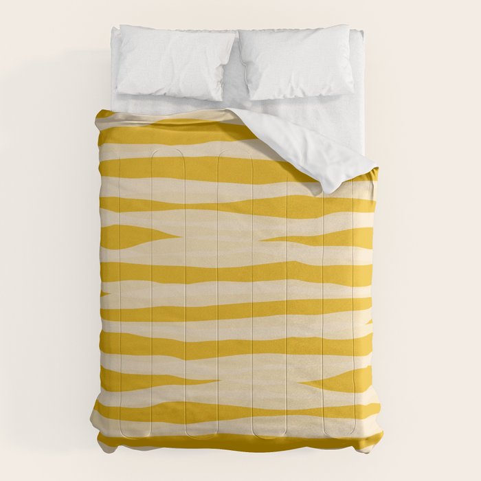 Abstract Organic Stripes Pattern in Mustard Yellow Comforter Gallery Image 1