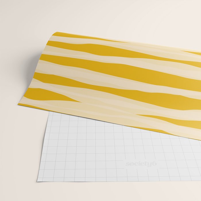 Abstract Organic Stripes Pattern in Mustard Yellow Wrapping Paper Gallery Image 2